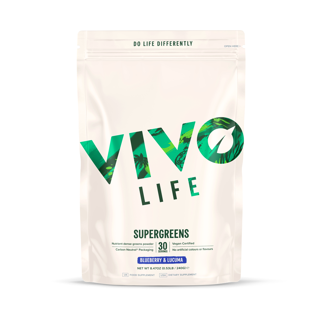 vivo Life Thrive Vegan Superfood with Vitamins Minerals Fruits & Greens, Blueberry & Lucuma Flavour, 30 Servings - 8.46oz